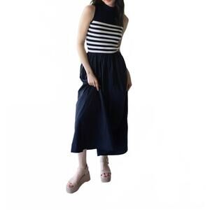 NEW IN THE BEGINNING she's the captain nautical midi dress in navy